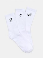 Skarpetki z haftem 3 pack - biały. Białe skarpetki Sinsay, bez wzorów. Za 15.99 zł.