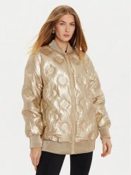 Guess Kurtka z imitacji skóry Marianne W4BL60 WGB20 Złoty Regular Fit. Żółte kurtki Guess, s, z aplikacjami, ze skóry, bez kaptura. Za 499.99 zł.