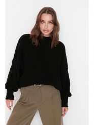 Trendyol Sweter w kolorze czarnym rozmiar: M. Czarne swetry Trendyol, m, bez wzorów, ze splotem, bez ramiączek. Za 87.40 zł.