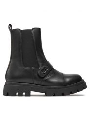 TWINSET Botki 242GCJ032 S Czarny. Czarne botki Twinset, bez wzorów, ze skóry, bez obcasa, na płaskiej podeszwie, bez zapięcia. Za 449.99 zł.