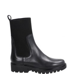 CZARNE BOTKI 4405-35 V-E NERO. Czarne botki Venezia, bez wzorów, ze skóry, bez obcasa, bez zapięcia. Za 359.00 zł.