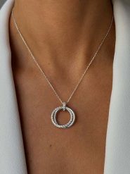 DI GIORGIO Srebrny naszyjnik z zawieszką - dł. 40 cm rozmiar: onesize. Szare naszyjniki DI GIORGIO, z materiału, z cyrkonią, srebrne. Za 171.68 zł.