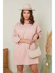 Curvy Lady Sukienka w kolorze jasnoróżowym rozmiar: 40/42. Różowe sukienki Curvy Lady, bez wzorów, z bawełny, klasyczne, bez kołnierzyka, bez ramiączek, mini. Za 91.12 zł.