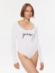 Guess Body O3BM03 KBBU1 Biały Slim Fit. Białe body i gorsety Guess, z aplikacjami, z bawełny, bez ramiączek. Za 109.99 zł.