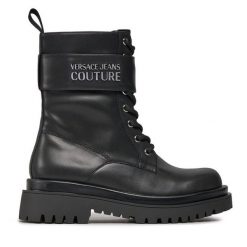 Trapery Versace Jeans Couture. Czarne traperki Versace Jeans Couture, bez wzorów, z jeansu, bez obcasa, bez zapięcia. Za 1,329.00 zł.