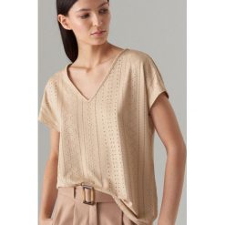 Ażurowa bluzka z krótkimi rękawami - Beżowy. Bluzki Mohito. Za 59.99 zł.