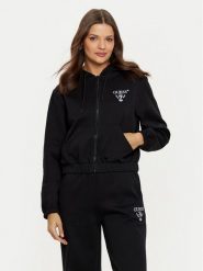 Guess Bluza V5RQ20 KC3D2 Czarny Regular Fit. Czarne bluzy Guess, xs, z aplikacjami, z syntetyku, bez kaptura. Za 209.99 zł.