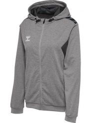 Bluza damska sportowa Hummel Authentic Poly Zip Hoodie Woman. Szare bluzy z kapturem Hummel, uniwersalny, bez wzorów, z materiału, z kapturem, na fitness i siłownię. Za 199.90 zł.