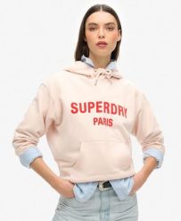Luźna bluza z kapturem Sport Luxe. Fioletowe bluzy z kapturem Superdry, bez wzorów, z bawełny, z kapturem. Za 312.95 zł.