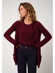 AUTHENTIC CASHMERE Kaszmirowy kardigan "Cimet" w kolorze bordowym rozmiar: L. Czerwone swetry AUTHENTIC CASHMERE, l, bez wzorów, z kaszmiru, bez ramiączek. Za 259.74 zł.