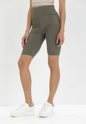 Ciemnozielone Kolarki Thosea. Zielone szorty Born2be, bez wzorów, z dzianiny. Za 49.99 zł.