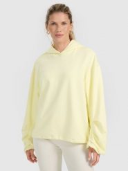 4F Bluza dresowa nierozpinana z kapturem damska - żółta XS. Żółte bluzy 4f, xs, bez wzorów, z dresówki, bez ramiączek, z kapturem. W wyprzedaży za 149.99 zł.