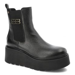 Czarne Botki Armodo Wygodne Obuwie Damskie Zapinane Na Suwak. Czarne botki Armodo, bez wzorów, ze skóry, eleganckie, bez obcasa, na platformie, bez zapięcia. Za 469.00 zł.