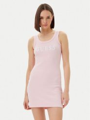 Guess Sukienka codzienna V5GK06 K8RT2 Różowy Slim Fit. Czerwone sukienki Guess, na co dzień, xxs, z aplikacjami, z wiskozy, bez kołnierzyka, bez ramiączek, proste. Za 179.99 zł.