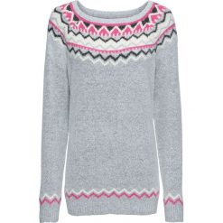 Sweter bonprix szary melanż - jasny fuksja - biel wełny. Swetry marki INESIS. Za 79.99 zł.