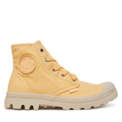Trapery Palladium. Żółte traperki Palladium, bez wzorów, bez obcasa, bez zapięcia. Za 299.99 zł.