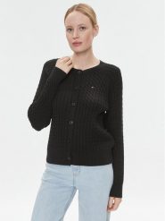 Tommy Hilfiger Kardigan Co Mini WW0WW40265 Czarny Regular Fit. Czarne swetry Tommy Hilfiger, xs, bez wzorów, z bawełny, bez ramiączek. Za 749.99 zł.