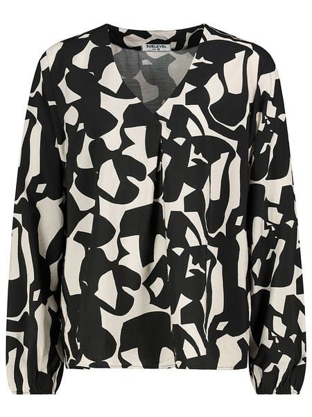 Sublevel Bluzka w kolorze czarno-kremowym rozmiar: M. Czarne bluzki Sublevel, m, bez wzorów, bez kołnierzyka, bez ramiączek. Za 79.21 zł.