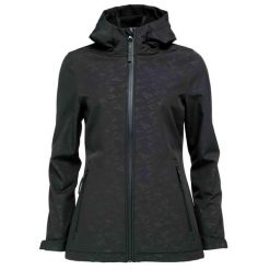 Damska kurtka softshell Loap Lumara czarna. Czarne kurtki przejściowe sportowe LOOP, na wiosnę, bez wzorów, z softshellu, bez kaptura, do jazdy konnej. Za 363.99 zł.