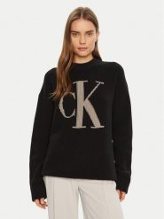 Calvin Klein Jeans Sweter Intrasia J20J224799 Czarny Relaxed Fit. Czarne swetry Calvin Klein Jeans, xs, bez wzorów, z bawełny, bez ramiączek. Za 399.99 zł.
