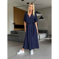 Sukienka Subtel Navy. Niebieskie sukienki ClothStore, bez wzorów, bez kołnierzyka, bez ramiączek. W wyprzedaży za 119.20 zł.