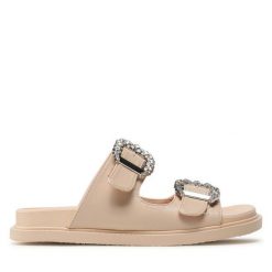 Klapki DeeZee. Brązowe klapki DeeZee, bez wzorów, bez obcasa, bez zapięcia. Za 139.99 zł.