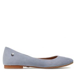 Baleriny Maciejka. Niebieskie baleriny Maciejka, bez wzorów, bez obcasa, bez zapięcia. Za 209.99 zł.