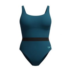 Strój kąpielowy na basen damski Speedo Shaping Lunia Glow. Zielone stroje jednoczęściowe Speedo, bez wzorów, sportowe. Za 219.99 zł.
