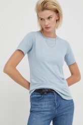 G-Star Raw t-shirt bawełniany. Niebieskie t-shirty G-Star Raw, z aplikacjami, z bawełny, retro, bez kołnierzyka, bez ramiączek. W wyprzedaży za 114.99 zł.