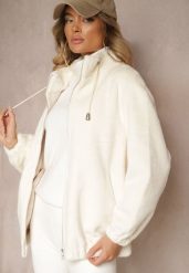 Jasnobeżowa Kurtka ze Stójką z Futerka na Suwak Izanithea. Brązowe kurtki Renee, l, bez wzorów, bez kaptura. W wyprzedaży za 146.99 zł.