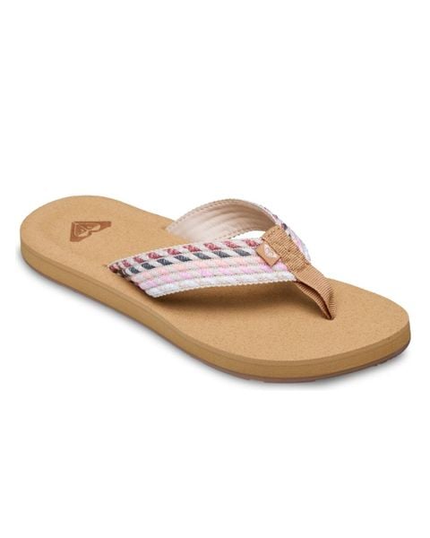 Sandały dla Kobiety PORTO ROPE Brązowy. Brązowe sandały Roxy, bez wzorów, z bawełny, bez obcasa, bez zapięcia. Za 129.99 zł.