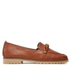 Mokasyny Tamaris. Brązowe mokasyny Tamaris, bez wzorów. Za 339.99 zł.