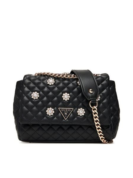 Guess Torebka Everlee HWEG86 79210 Czarny. Czarne kopertówki Guess, z aplikacjami, ze skóry, wizytowe, bez dodatków. Za 509.99 zł.