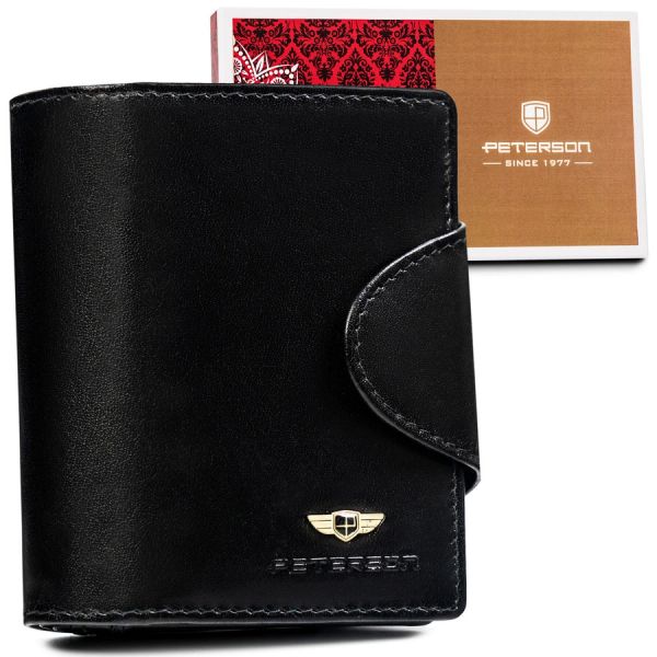 Portfel skórzany Peterson PTN 2517-BO czarny. Czarne portfele Peterson, bez wzorów, ze skóry. Za 78.99 zł.