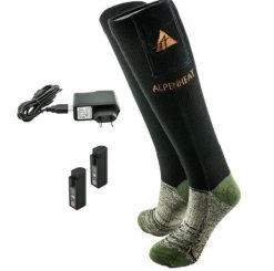 Skarpetki narciarskie podgrzewane Alpenheat Fire WoolSocks. Czarne skarpetki ALPENHEAT, bez wzorów, z materiału. Za 750.00 zł.