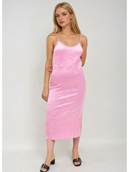 Monki Sukienka w kolorze jasnoróżowym rozmiar: 36. Różowe sukienki Monki, na co dzień, bez wzorów, bez kołnierzyka, bez ramiączek, midi, proste. Za 60.99 zł.