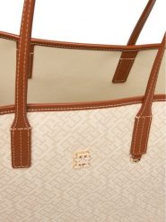 Tommy Hilfiger Torebka Th Monoplay Tote Le AW0AW17416 Beżowy. Brązowe torebki klasyczne Tommy Hilfiger, bez wzorów, ze skóry, bez dodatków. Za 849.99 zł.