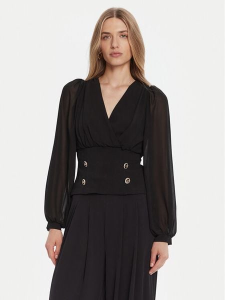 Rinascimento Bluzka CFC0126180003 Czarny Regular Fit. Czarne bluzki Rinascimento, s, bez wzorów, z syntetyku, bez kołnierzyka, bez ramiączek. Za 269.99 zł.