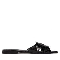 Klapki Guess. Czarne klapki Guess, z aplikacjami, bez obcasa, bez zapięcia. Za 499.99 zł.