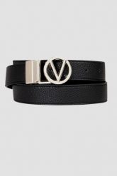 VALENTINO Czarny pasek damski Roof Plaque Buckle Belt, Rozmiar S. Czarne paski Valentino by Mario Valentino, bez wzorów. W wyprzedaży za 152.99 zł.
