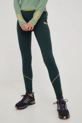 Helly Hansen legginsy damskie kolor zielony gładkie. Zielone legginsy Helly Hansen, bez wzorów, z dzianiny. W wyprzedaży za 159.99 zł.