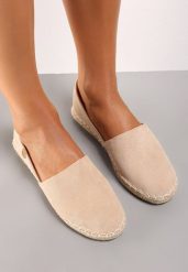 Beżowe Espadryle Specialty. Brązowe espadryle Renee, w ażurowe wzory, z jeansu, bez obcasa. W wyprzedaży za 50.99 zł.