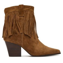 Botki Aldo. Brązowe botki Aldo, bez wzorów, bez obcasa, na słupku, bez zapięcia. Za 759.99 zł.