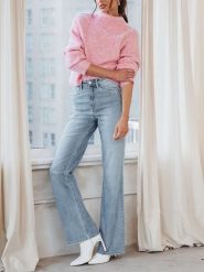 Milan Kiss Sweter w kolorze jasnoróżowym rozmiar: S. Różowe swetry Milan Kiss, s, bez wzorów, ze splotem, bez ramiączek. Za 170.07 zł.