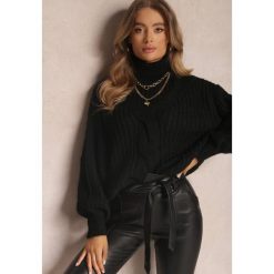 Czarny Golf Z Wełną Adonyah. Czarne swetry Renee, z aplikacjami, z wełny, bez ramiączek. W wyprzedaży za 119.99 zł.