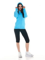 Bluza z bawełna z kaptur na co dzień na siłownię. Niebieskie bluzy LEONE 1947 APPAREL, s, bez wzorów, z bawełny, bez ramiączek, bez kaptura. Za 147.31 zł.