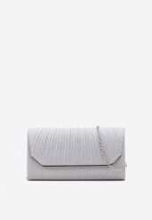 Srebrna Metaliczna Torebka Kopertówka na Ramię Lunke. Szare torebki klasyczne Renee, bez wzorów, z materiału, eleganckie, na ramię, bez dodatków. Za 59.99 zł.
