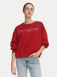 Tommy Hilfiger Bluza WW0WW47831 Czerwony ciemny Regular Fit. Czerwone bluzy bez kaptura Tommy Hilfiger, s, bez wzorów, z syntetyku, bez kaptura. Za 409.99 zł.