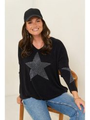 Curvy Lady Sweter w kolorze czarnym rozmiar: 44/46. Czarne swetry Curvy Lady, bez wzorów, klasyczne, bez ramiączek. Za 159.59 zł.