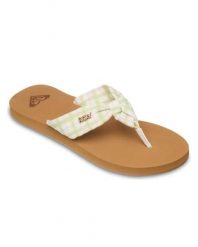 Sandały klapki japonki damskie PAIA. Zielone klapki Roxy, bez wzorów, z bawełny, bez obcasa, bez zapięcia. Za 119.99 zł.